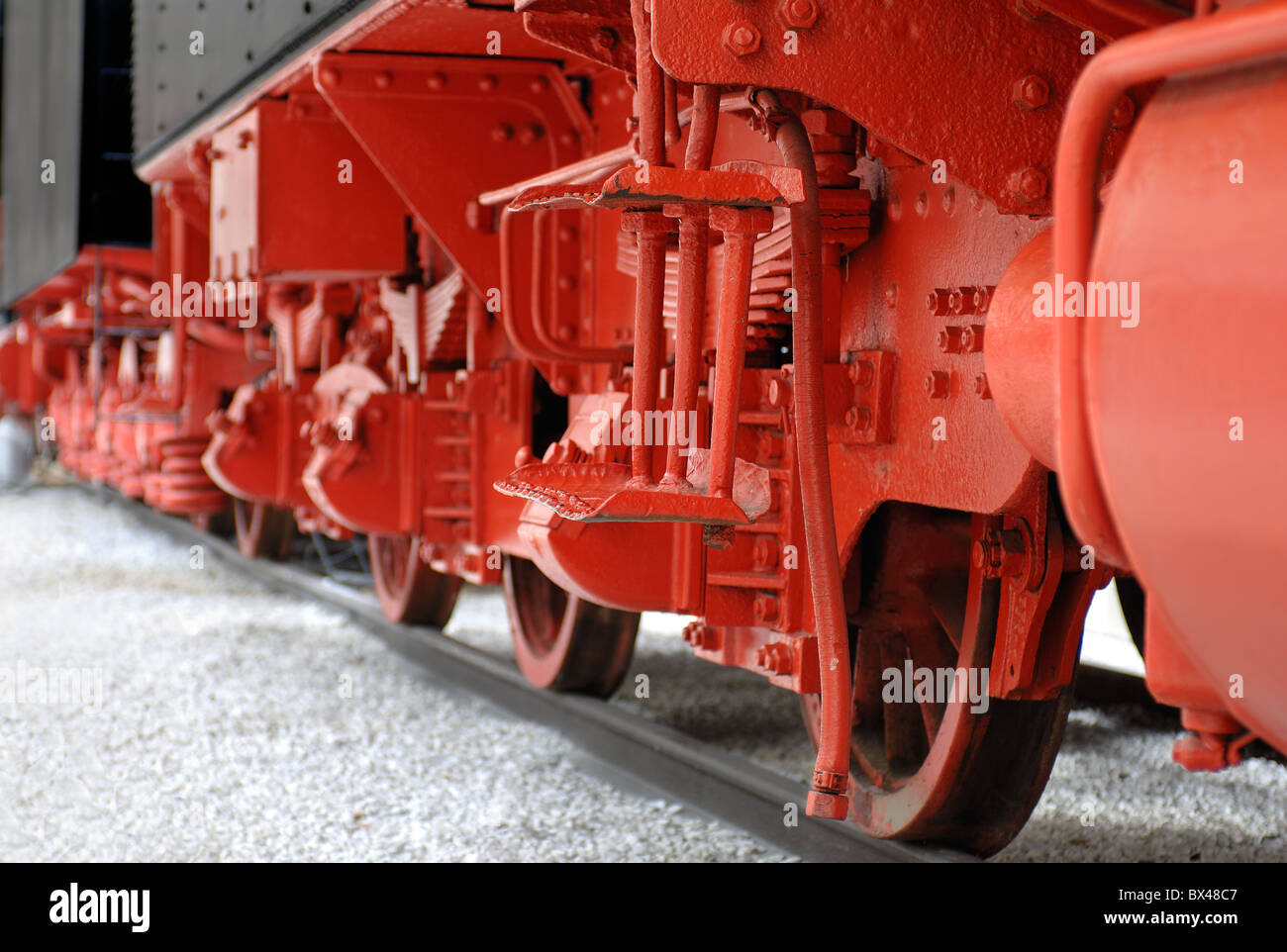Wheels of a steam locomotive Stock Photo