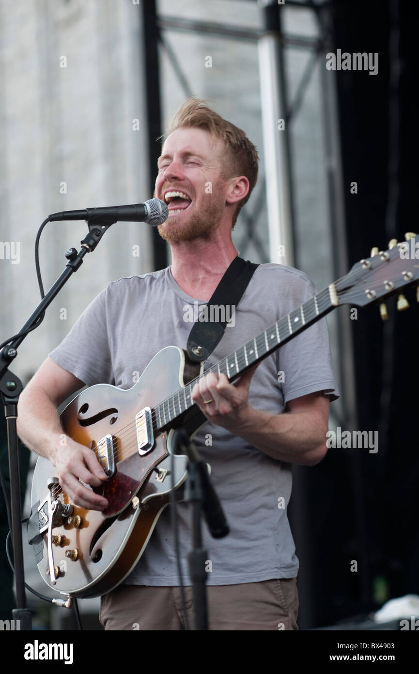 Artscape arts festival, Baltimore Maryland Cold War Kids on stage, Band member Jonnie Russell Stock Photo