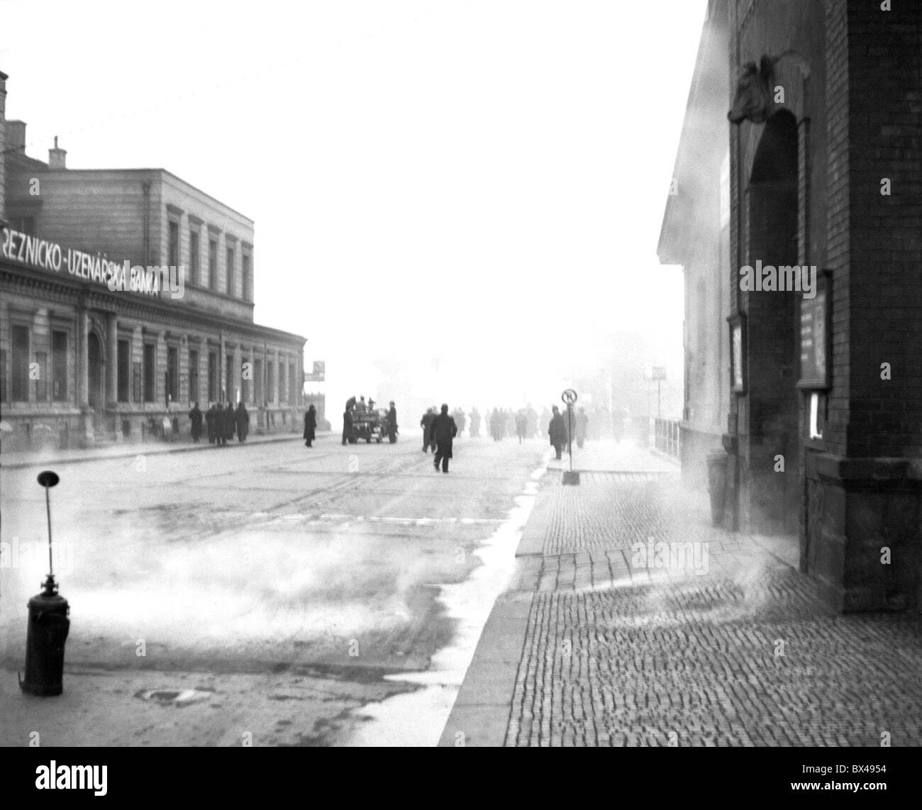 Bombing drill, Prague - Holesovice, November 20, 1936 Stock Photo
