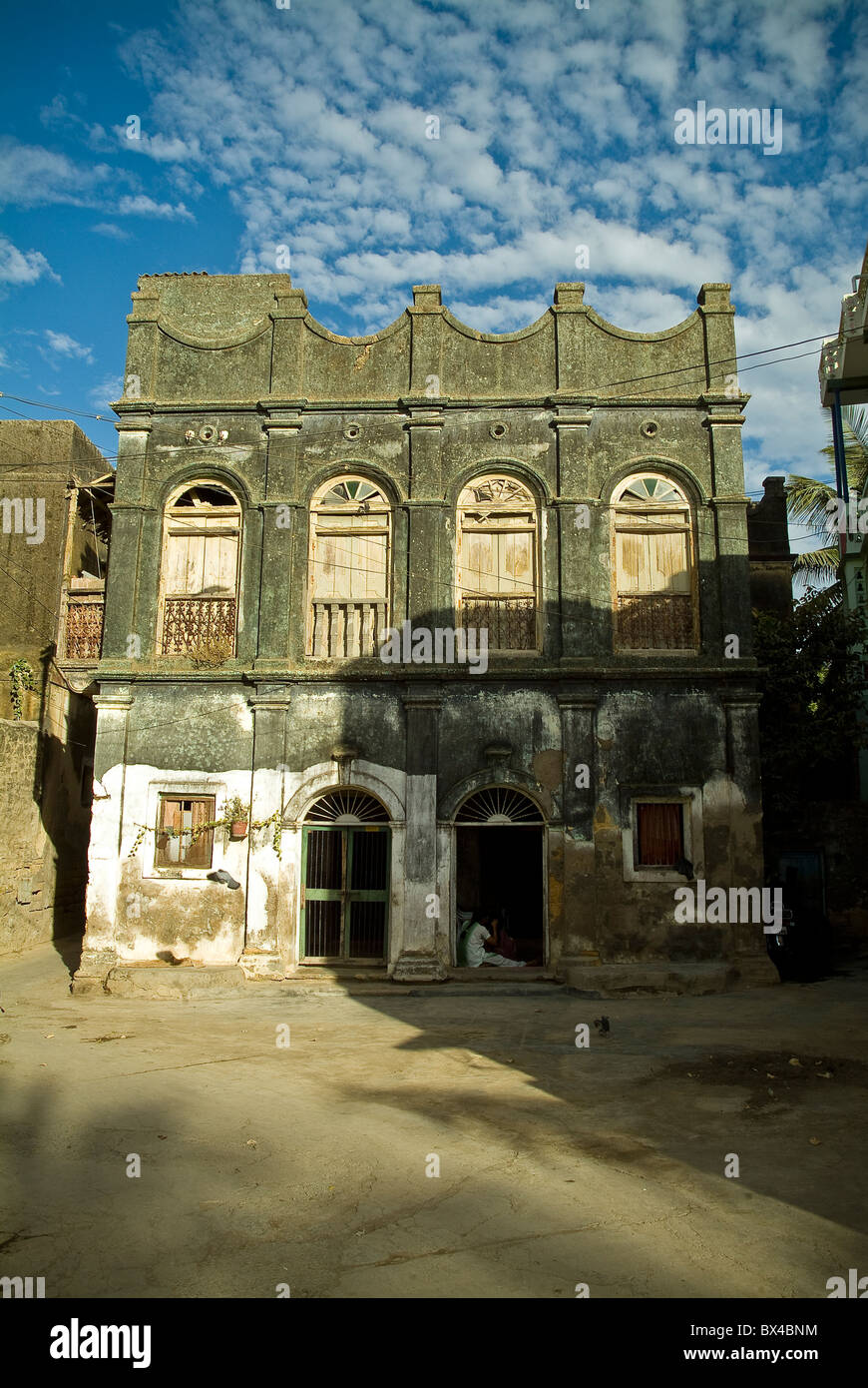Old Portuguese colonial building front on the Island of Diu, India Stock Photo