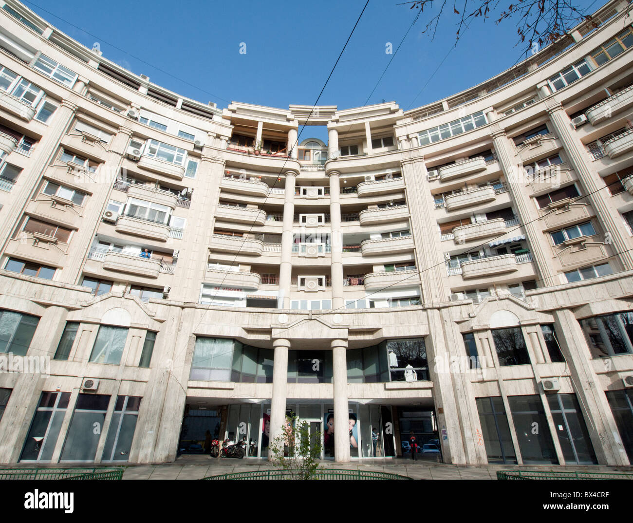 Communist era residential building on Boulevard Unirii in Bucharest Romania Stock Photo