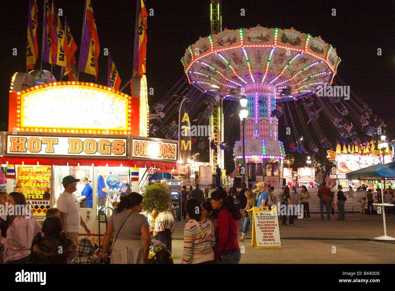 People enjoying rides at the North Carolina State Fair Stock Photo Alamy