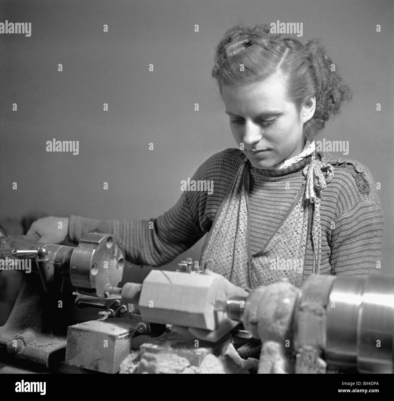 Czechoslovakia - Prague, 1950. Woman manufactures marionettes. CTK Vintage Photo Stock Photo