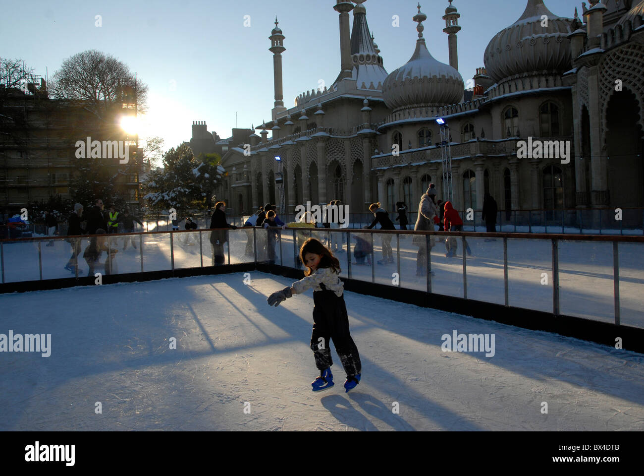 Ice skating on Brighton Pavilion ice rink, Brighton UK Stock Photo Alamy