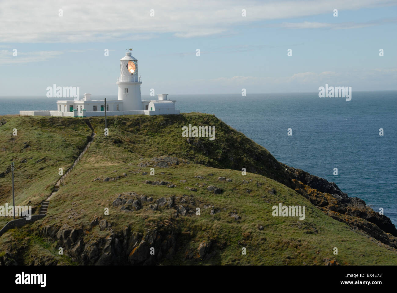 St Ann's Head lighthouse on the Pembrokeshire coastal path, south wales Stock Photo