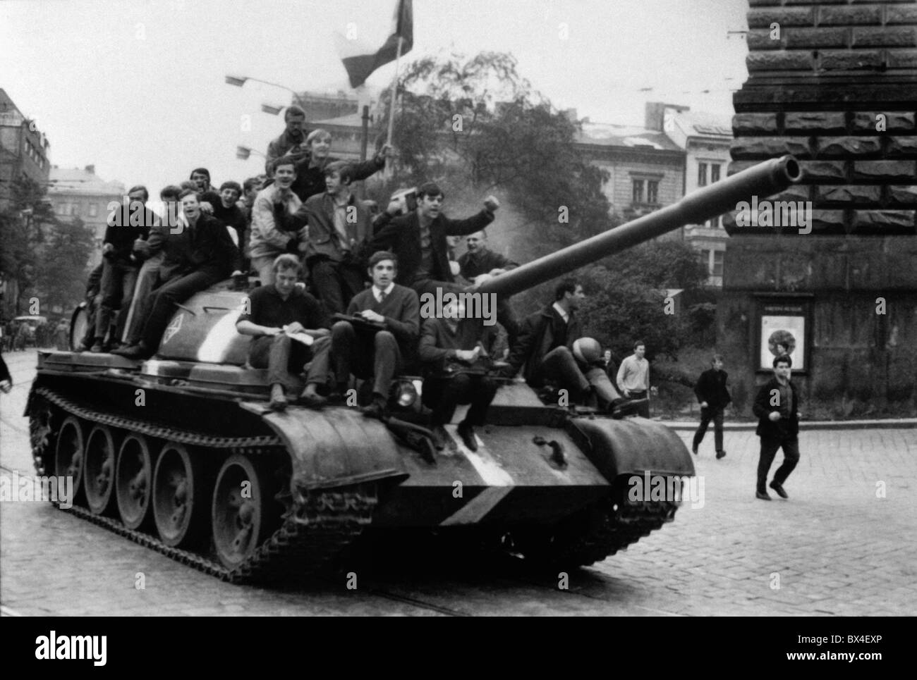 Soviet tank, protest Stock Photo