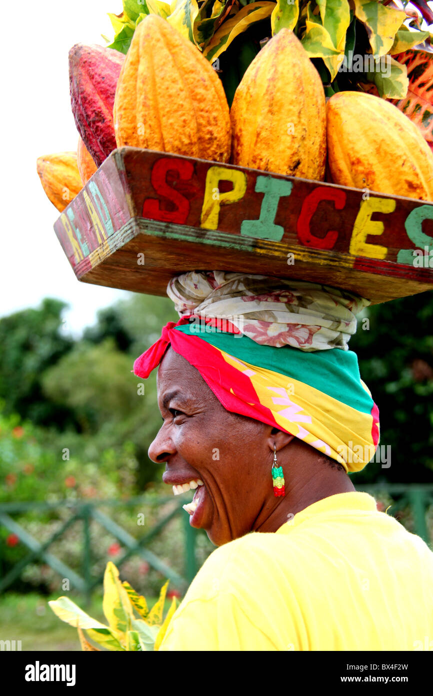 Caribbean flower lady. Stock Photo