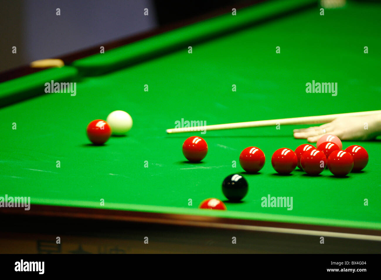 A general view of snooker balls during the  World Championship at the Crucible Theater Stock Photo