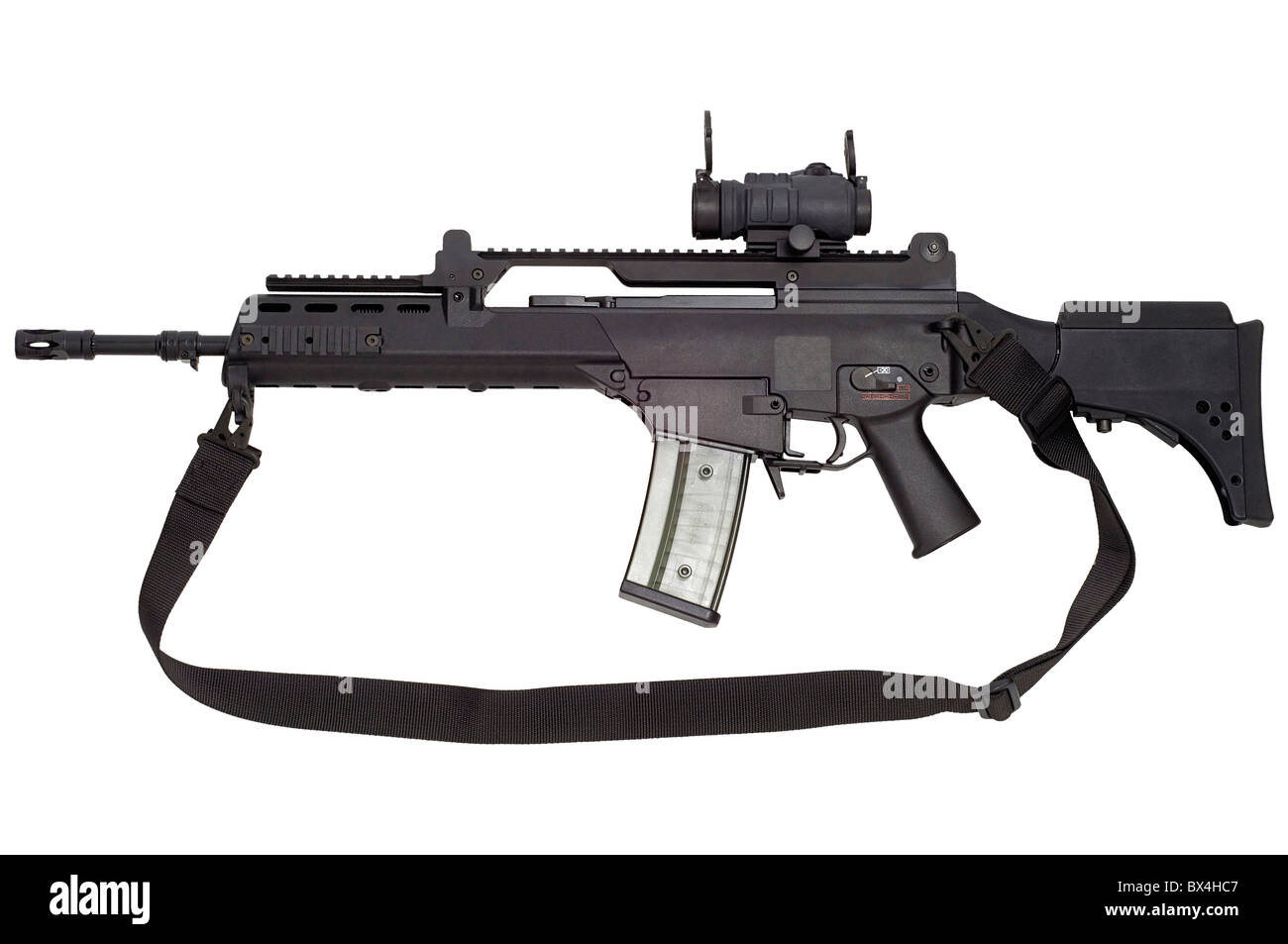 Advanced automatic weapon G36 in armament of NATO and German army. Stock Photo