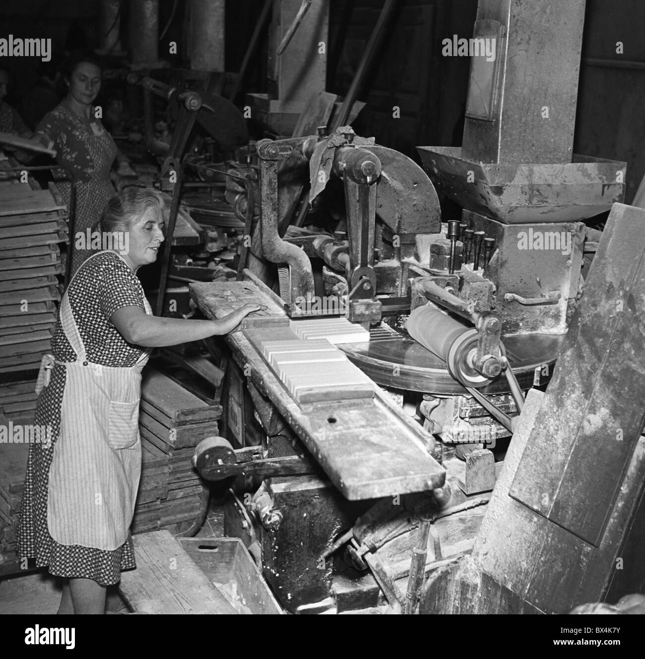 Czechoslovakia - Prague 1950. Woman works in sugar factory (