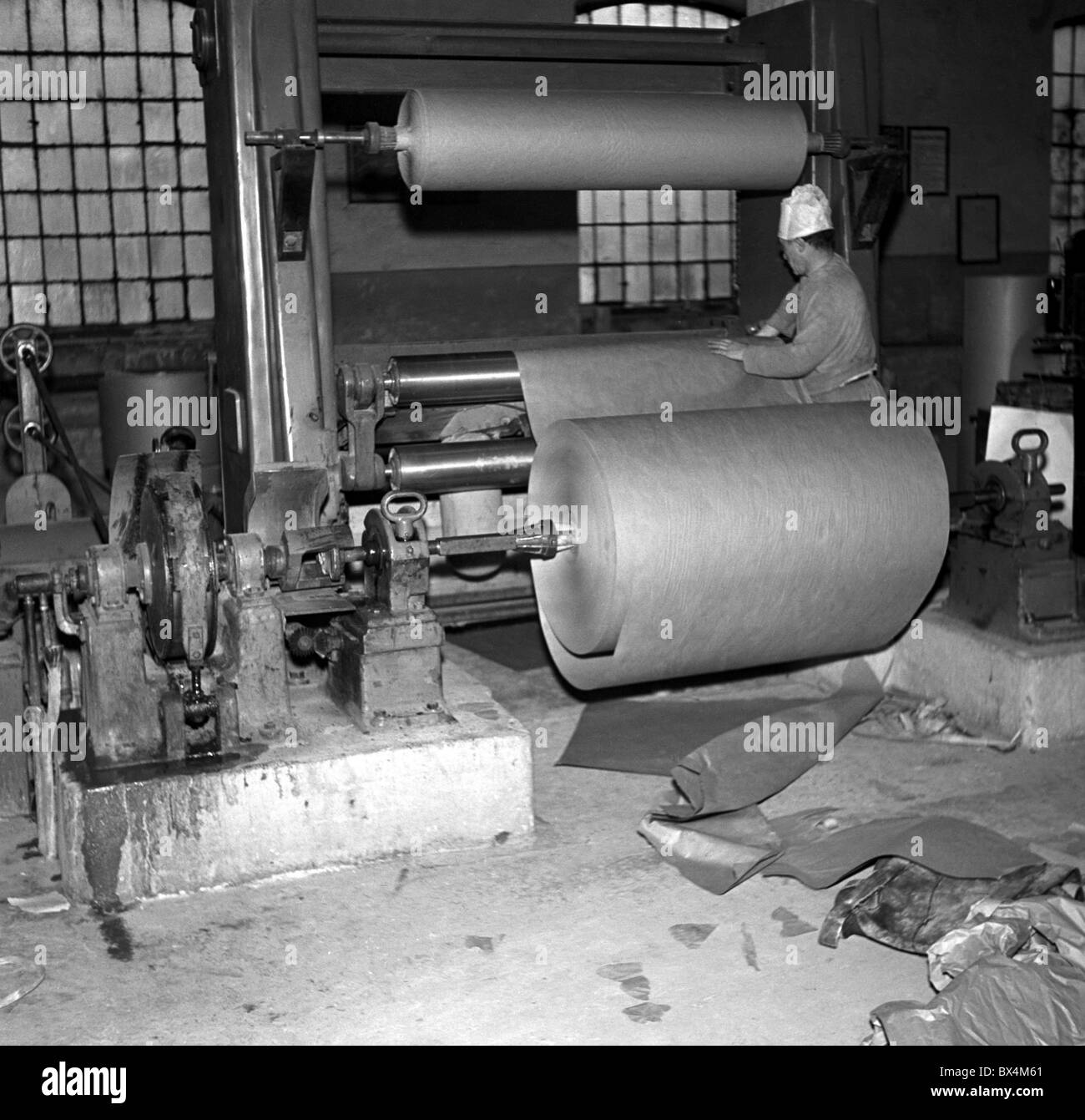 paper mill, rolls of new paper Stock Photo Alamy