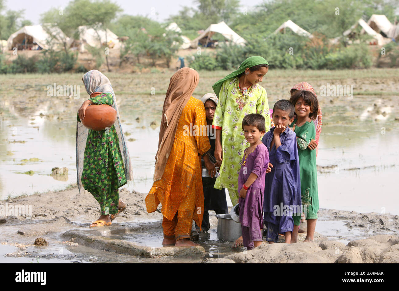 Flood disaster, Shadhat Kot, Pakistan Stock Photo