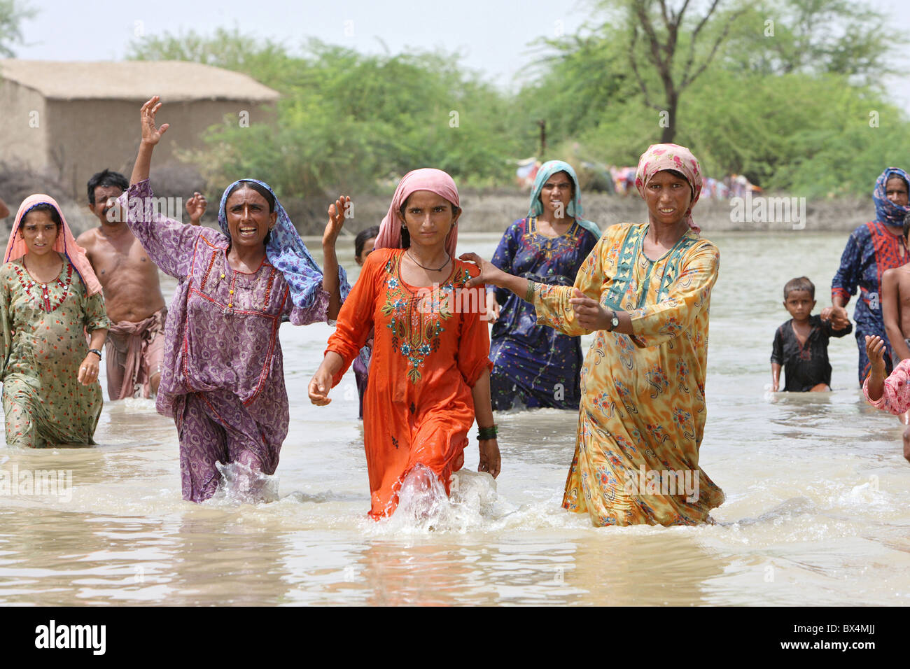 Flood disaster, Shadhat Kot, Pakistan Stock Photo