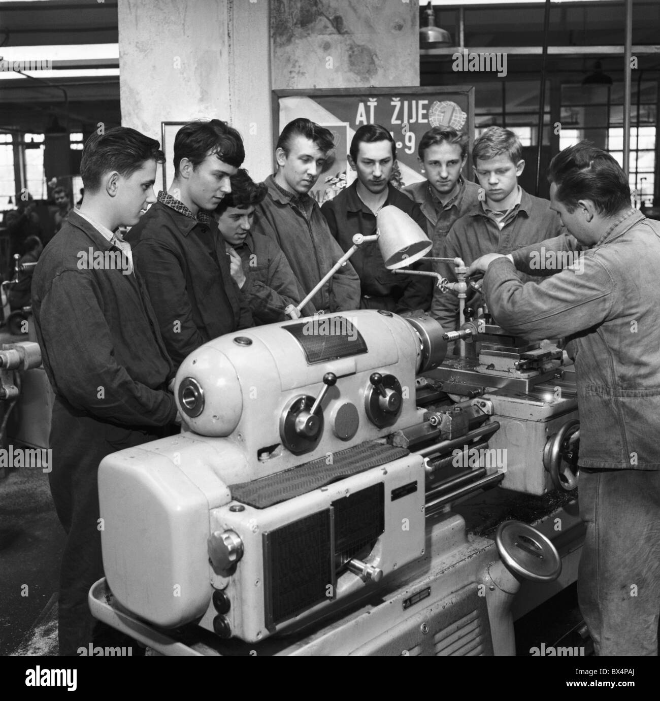 steel turning machine, learning, school, CKD, forman Stock Photo