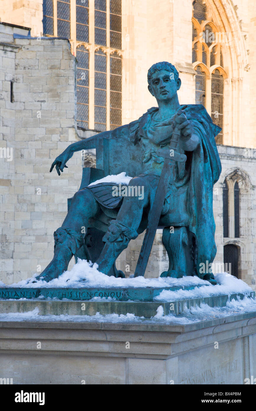 Constantine Statue in Winter York Minster Yorkshire England Stock Photo