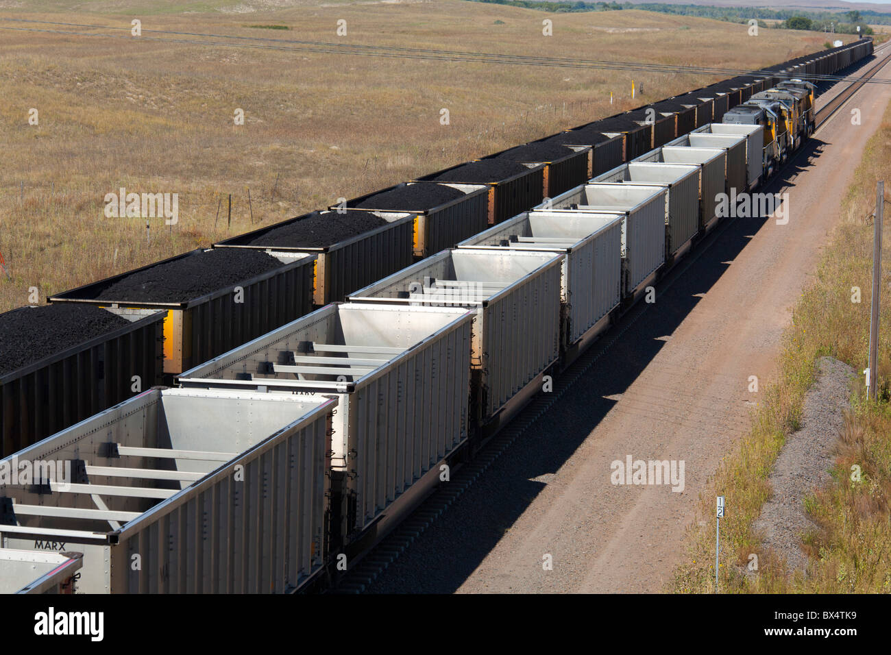 Trains Haul Coal From Wyoming Mine Stock Photo Alamy