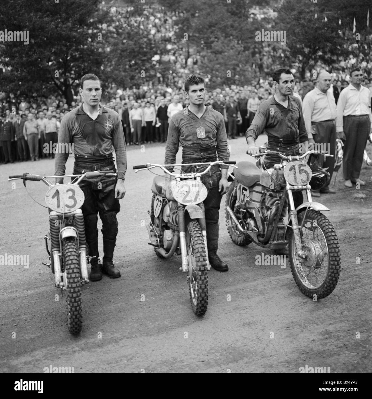 Sten Lundin, Rolf Tiblin, bike racers, Swedish Stock Photo