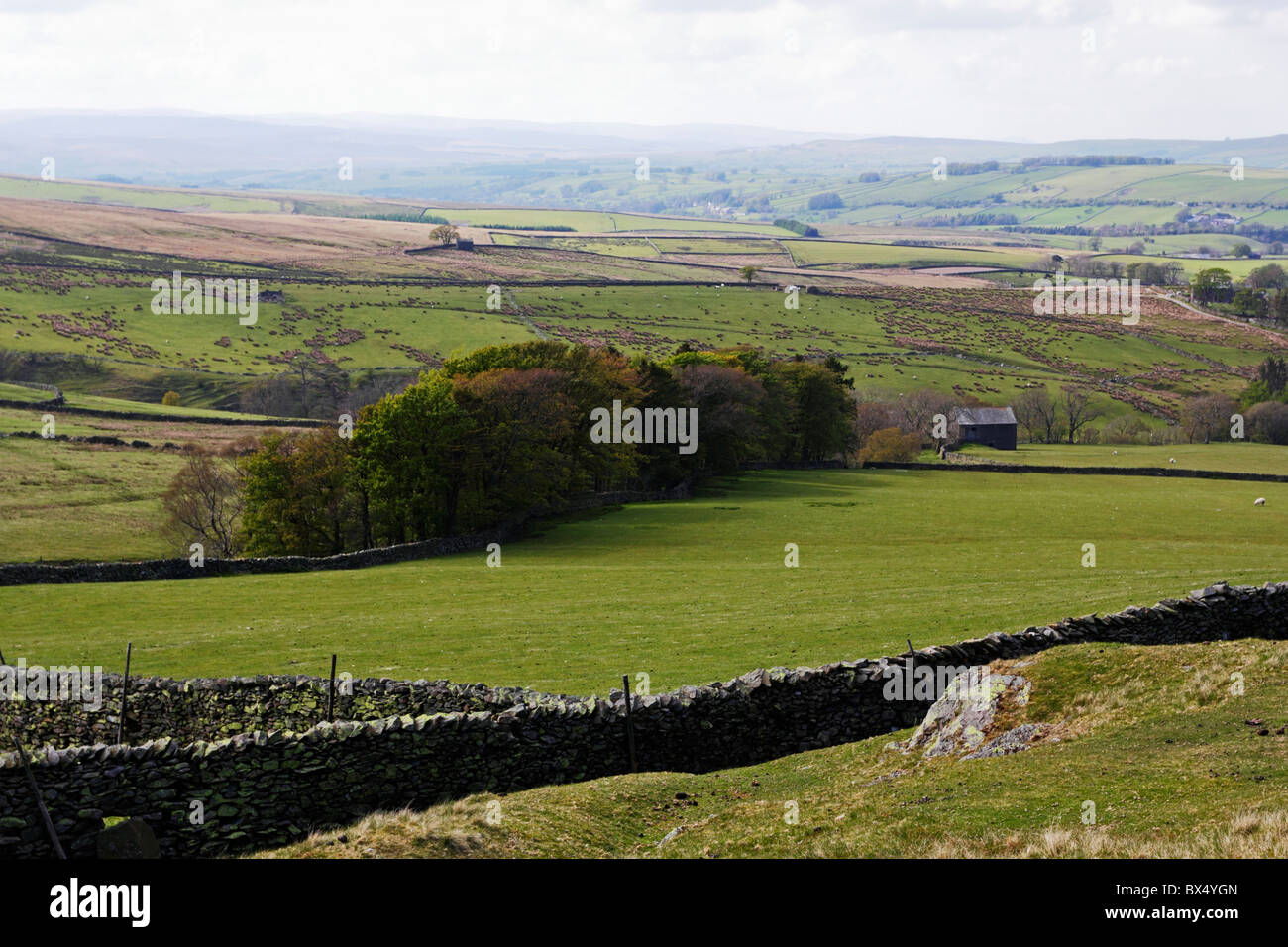 Looking towards Weasdale from Green Bell in the Howgill Fells. Stock Photo