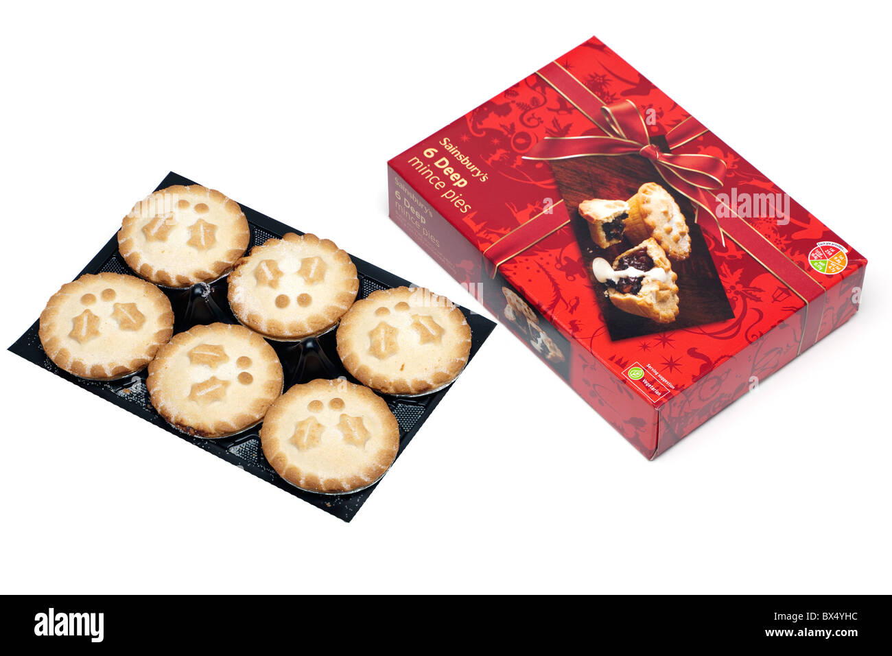 Two Sainsburys boxes of six mince deep filled pies Stock Photo