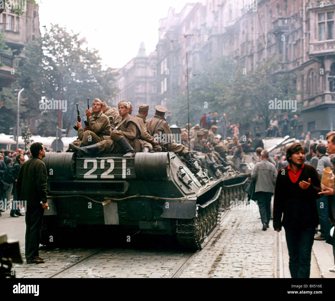 tank, protest, Prague Stock Photo