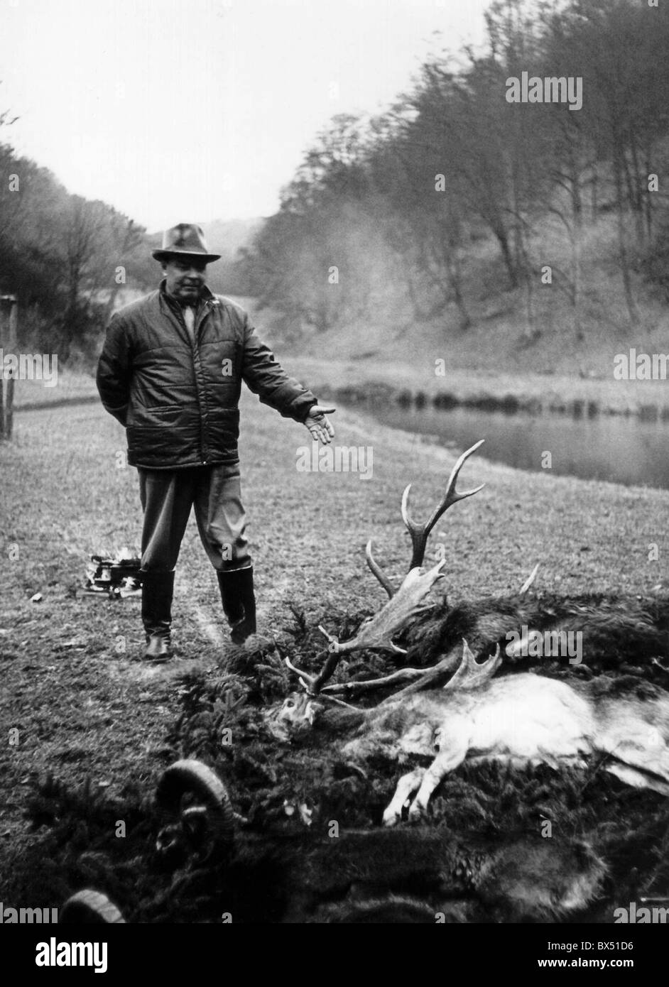 Soviet Communist party leader Leonid Brezhnev stag-hunting in Czechoslovakia, 1967. No details available. CTK Photo Stock Photo