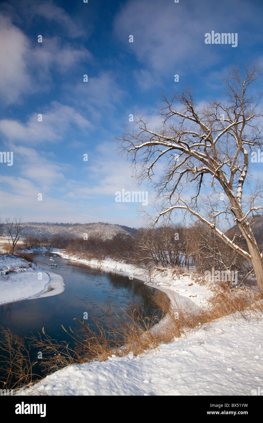 Upper Iowa River along the Driftless Area Scenic Byway, Allamakee County, Iowa Stock Photo