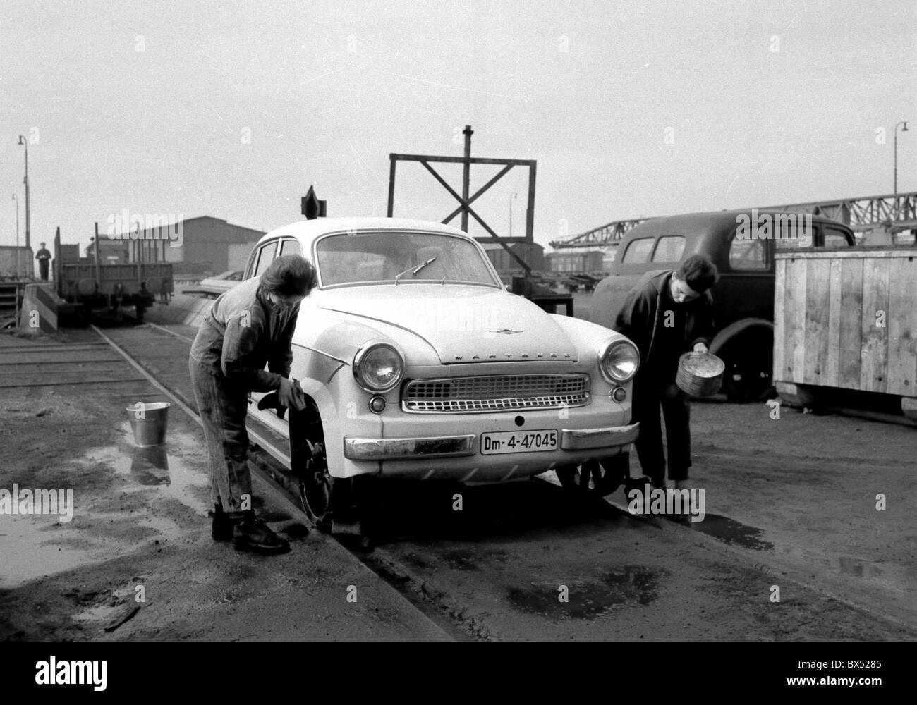 car with rail wheels, Wartburg Stock Photo Alamy