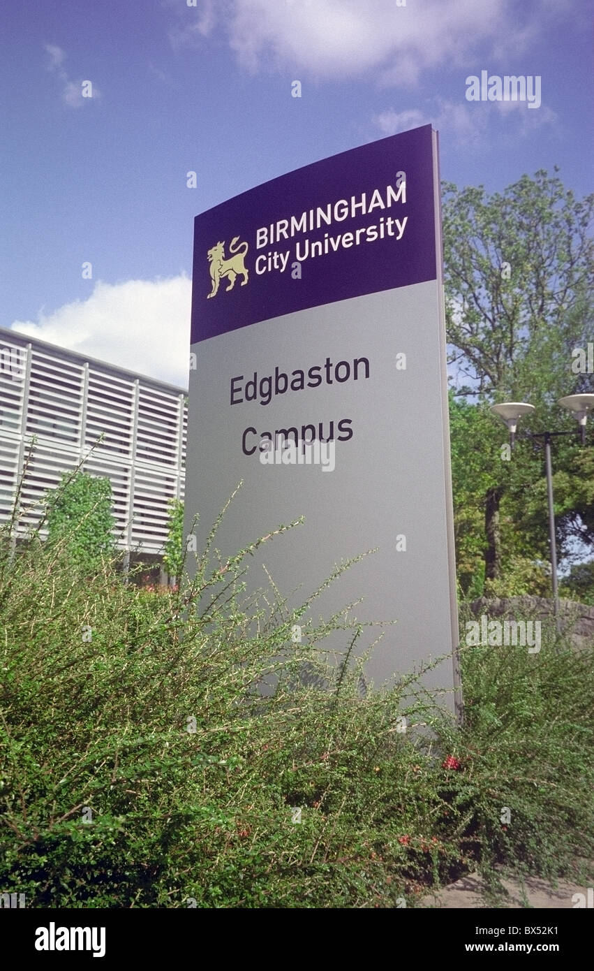 Sign for the Edgbaston Campus of Birmingham City University, Birmingham, West Midlands, England, UK Stock Photo