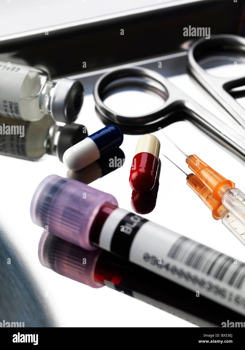 Medical equipment on a tray Stock Photo Alamy