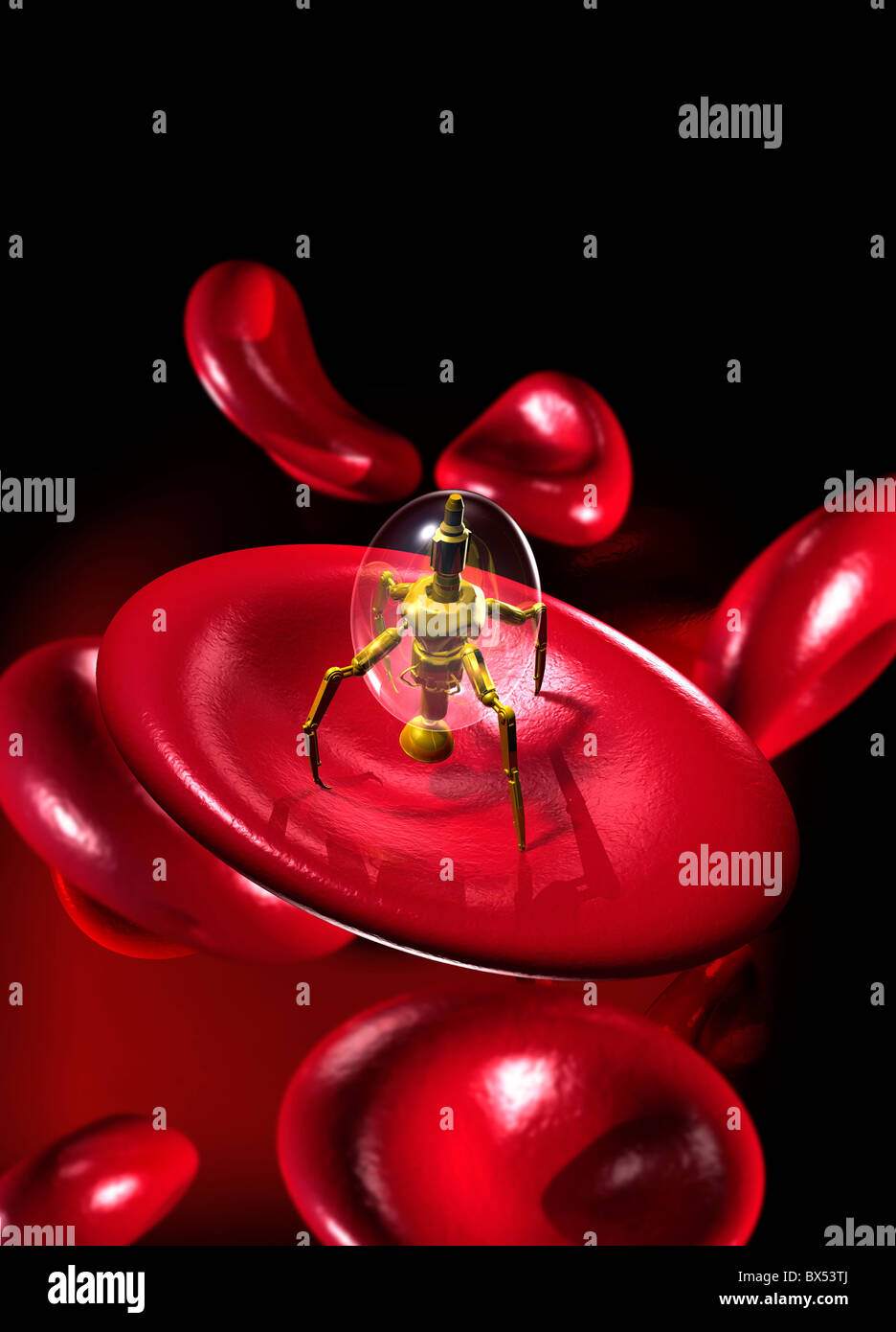 Medical nanorobot, artwork Stock Photo