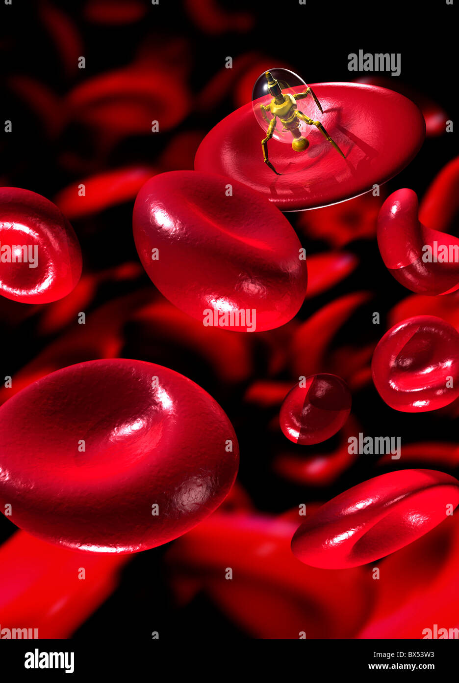 Medical nanorobots, artwork Stock Photo