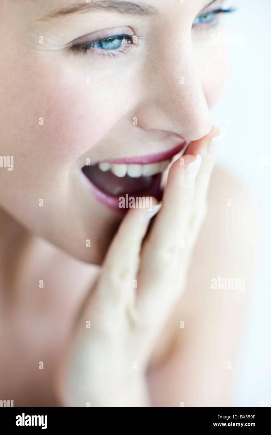 Smiling happy pretty young hi-res stock photography and images - Alamy