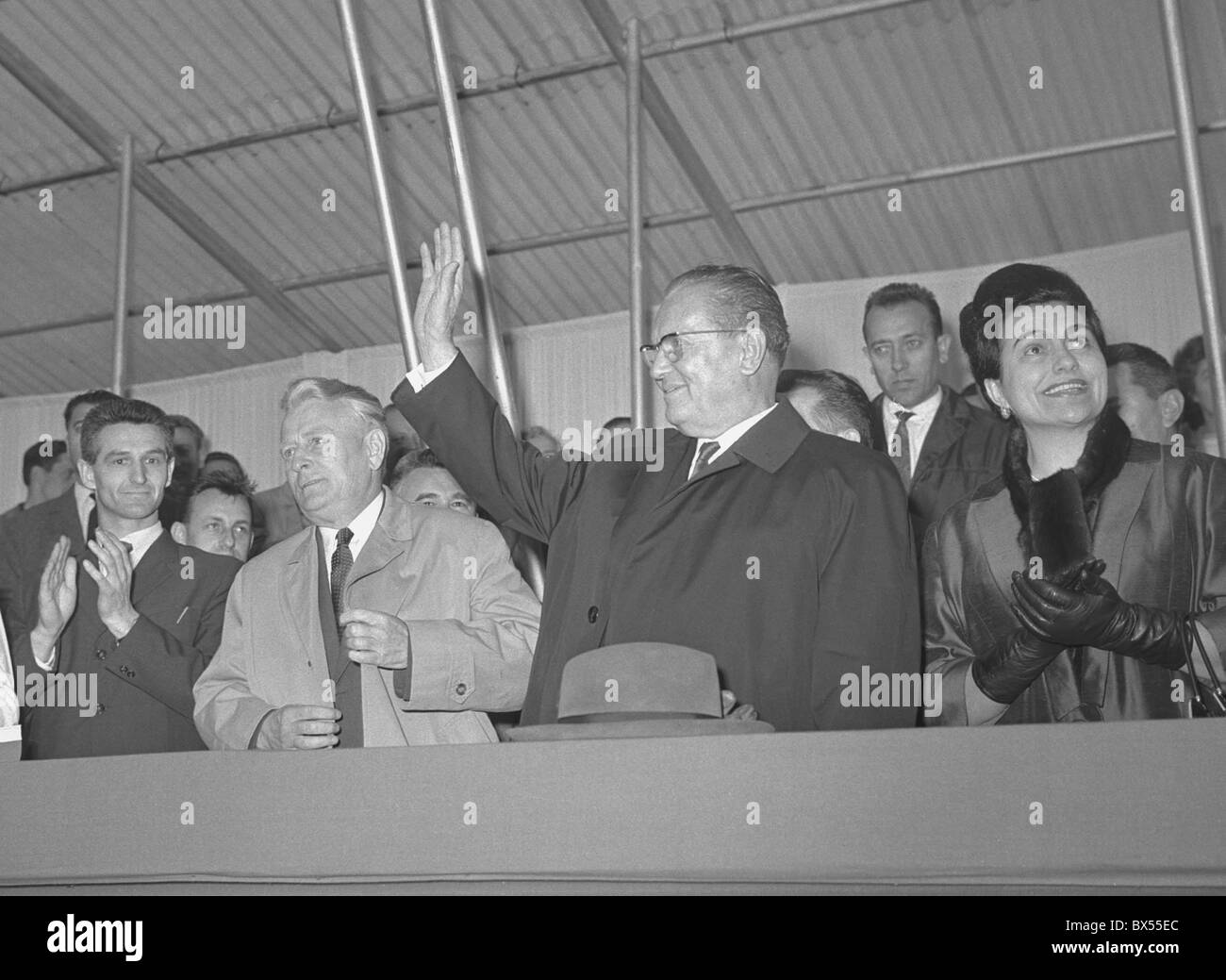Yugoslav President Josip Broz Tito with Czechoslovak President Antonin Novotny in Prague, Czechoslovakia 1965. (CTK Photo) Stock Photo