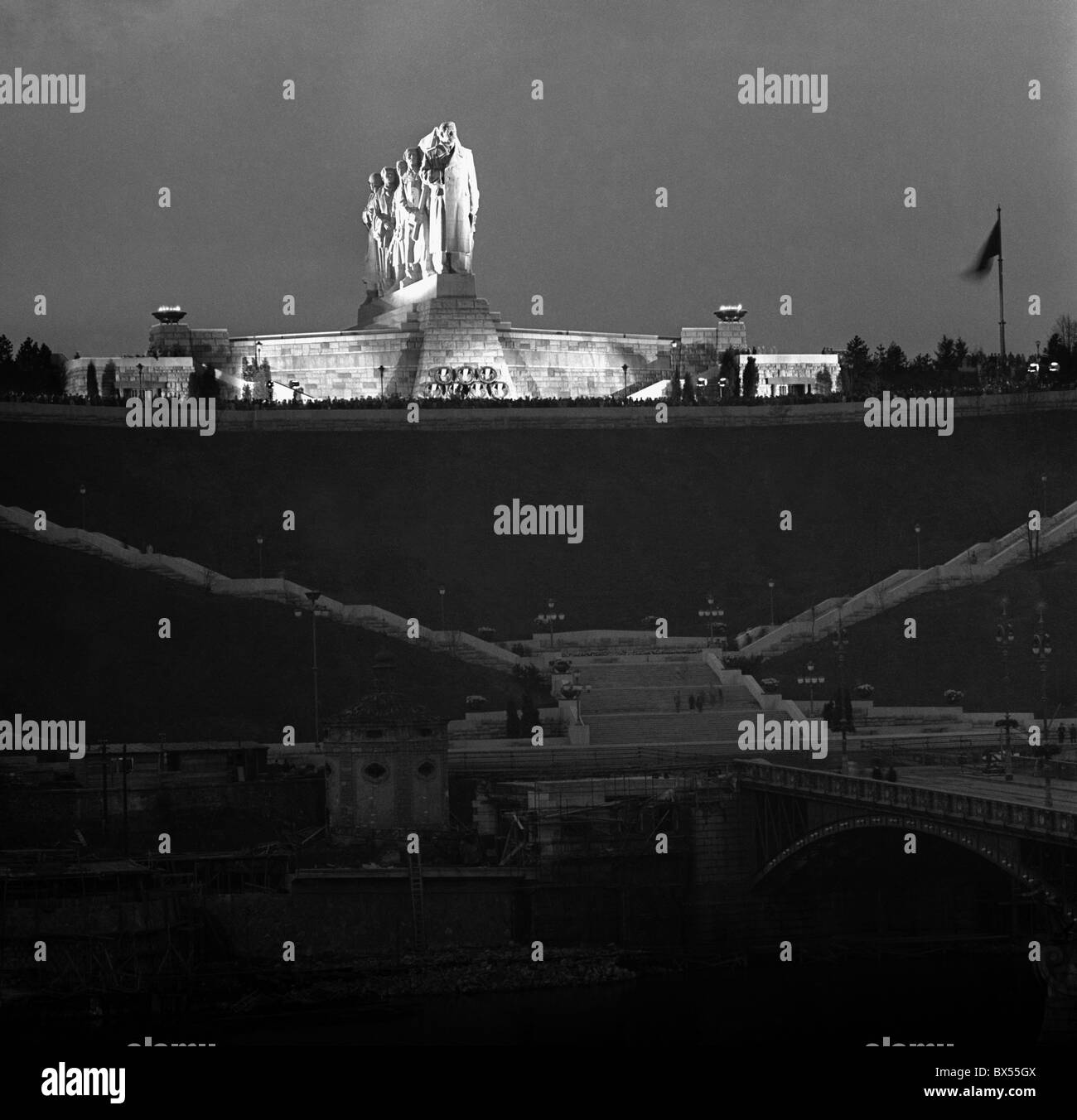 Stalin memorial monument sculpture, night Stock Photo