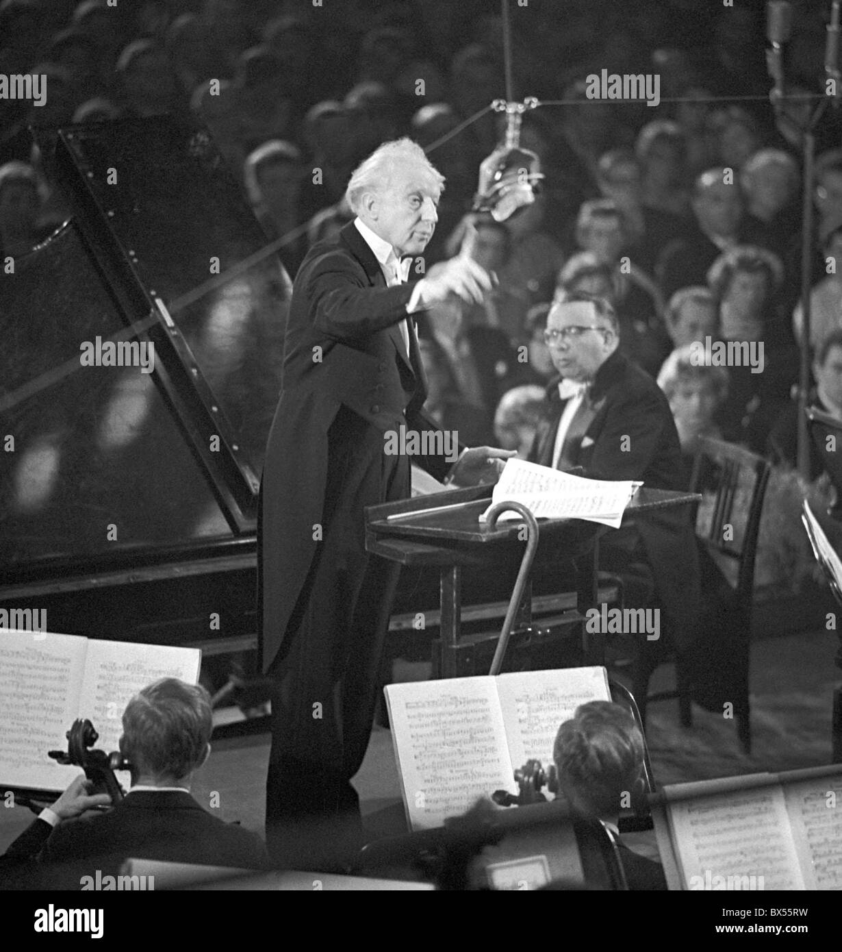 Conductor Leopold Stokowski, Prague Spring, Czech Philharmonic Orchestra Stock Photo