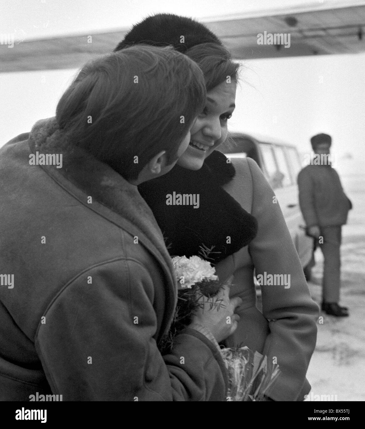 Hana Maskova Figure Skater Jiri Staidl Lyrics Writer Kiss Stock Photo Alamy