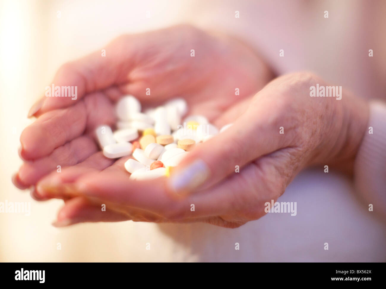 Handful of pills Stock Photo