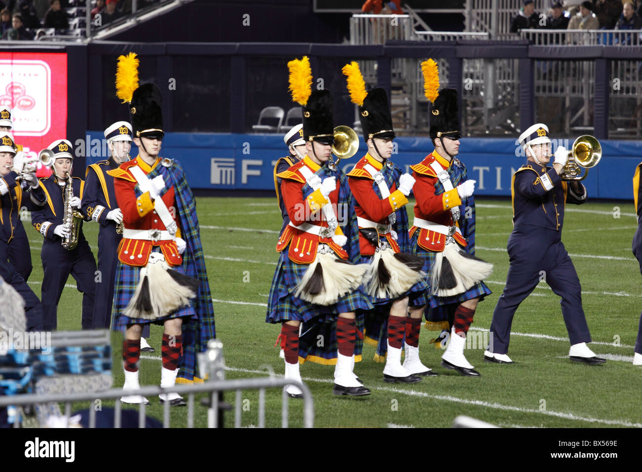 The Notre Dame marching band performs at halftime of the 50th Army vs