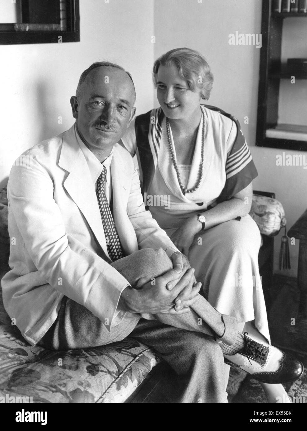 Czechoslovakia 1933 Czech politician statesman and President Edvard Benes with his wife Hana in their country retreat Sezimovo Stock Photo