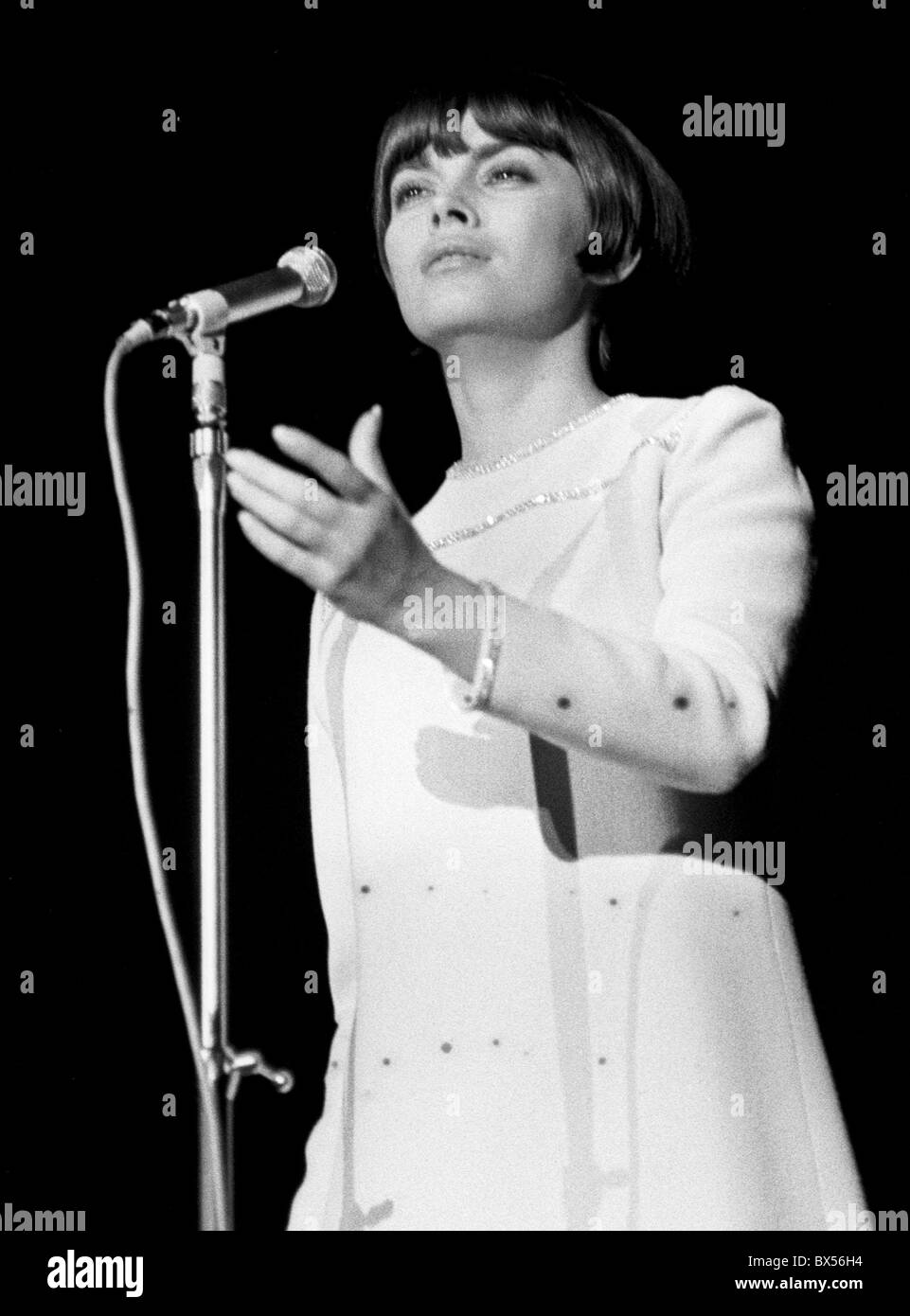 French singer Mireille Mathieu performing in the Sports Hall in Prague, June 23, 1967. CTK Photo/Karel Mevald Stock Photo