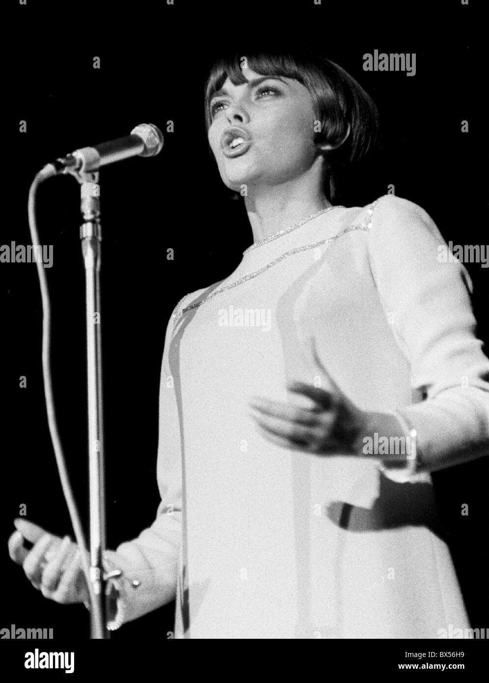 French singer Mireille Mathieu performing in the Sports Hall in Prague, June 23, 1967. CTK Photo/Karel Mevald Stock Photo