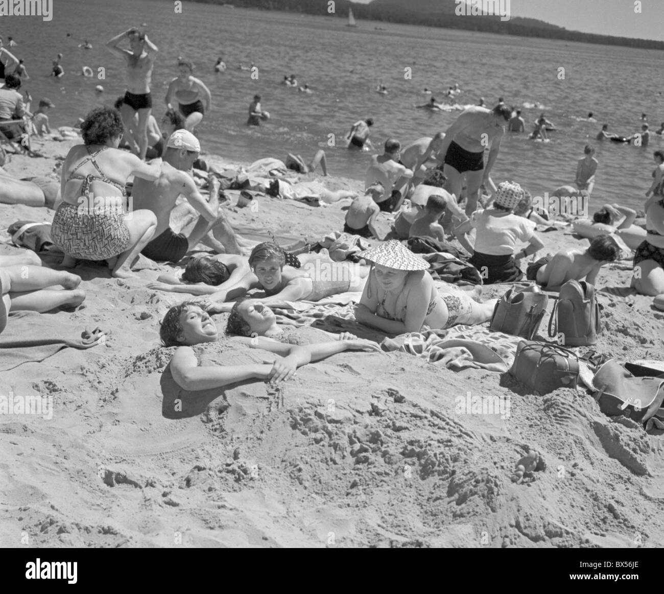 sand beach, sunbathers Stock Photo - Alamy