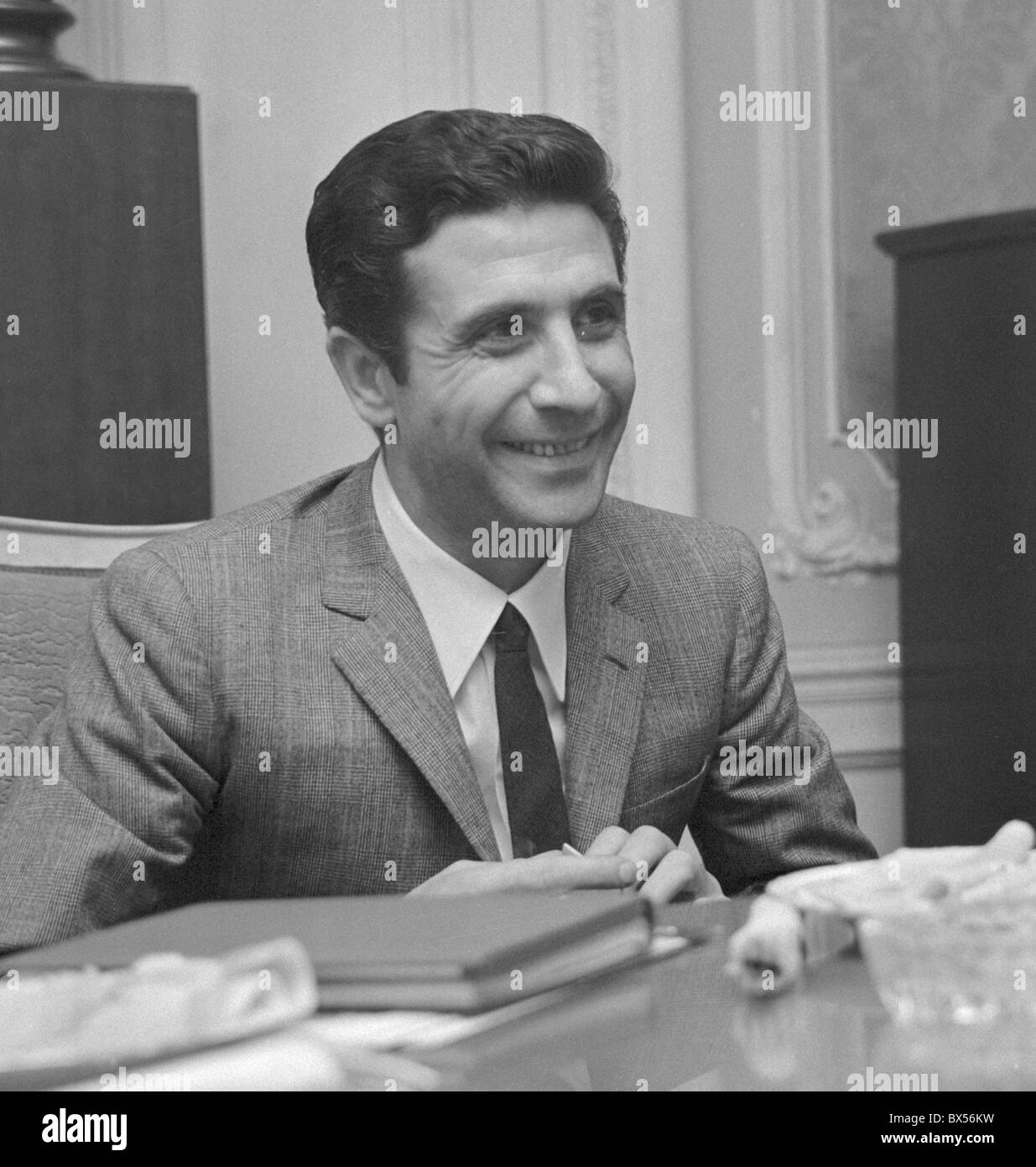 French singer and composer Gilbert BÃ©caud in Prague, February 1967. CTK Photo/Jovan Dezort Stock Photo