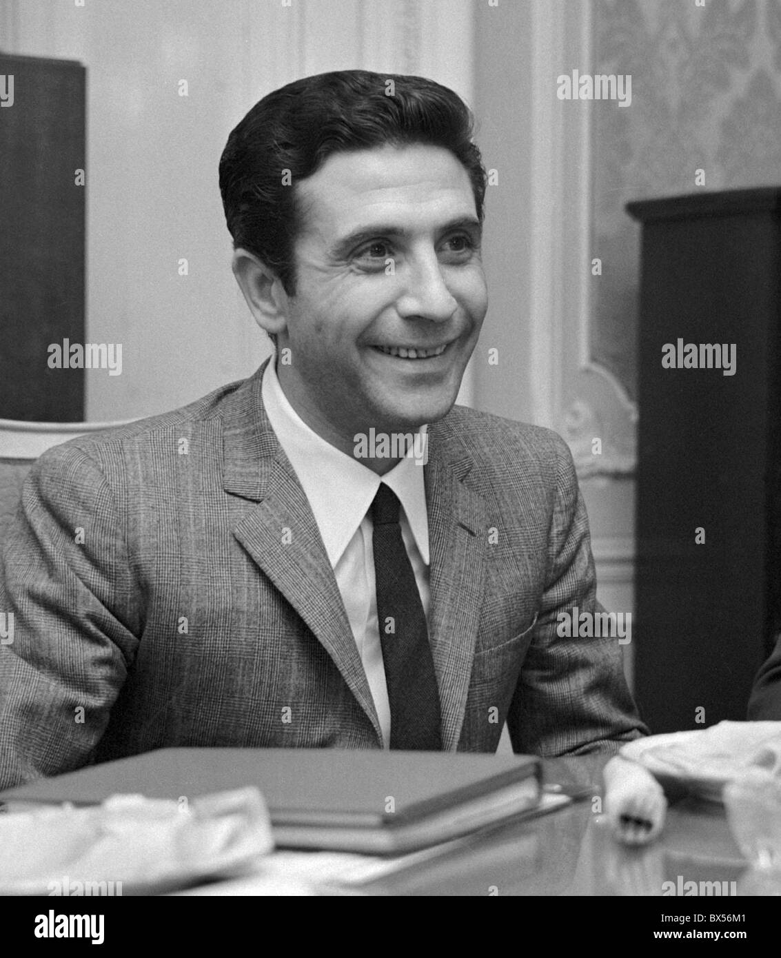 French singer and composer Gilbert BÃ©caud  in Prague, February 28, 1967. CTK Photo/Jovan Dezort Stock Photo