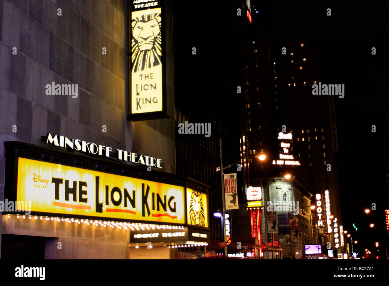 Broadway theaters, Times Square, Manhattan, New York City Stock Photo