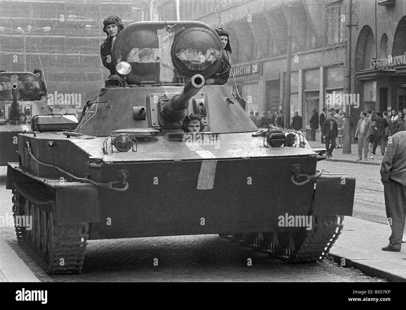 tank, soldiers, Prague Stock Photo