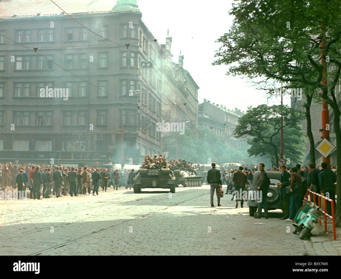 tank, protest, Prague Stock Photo