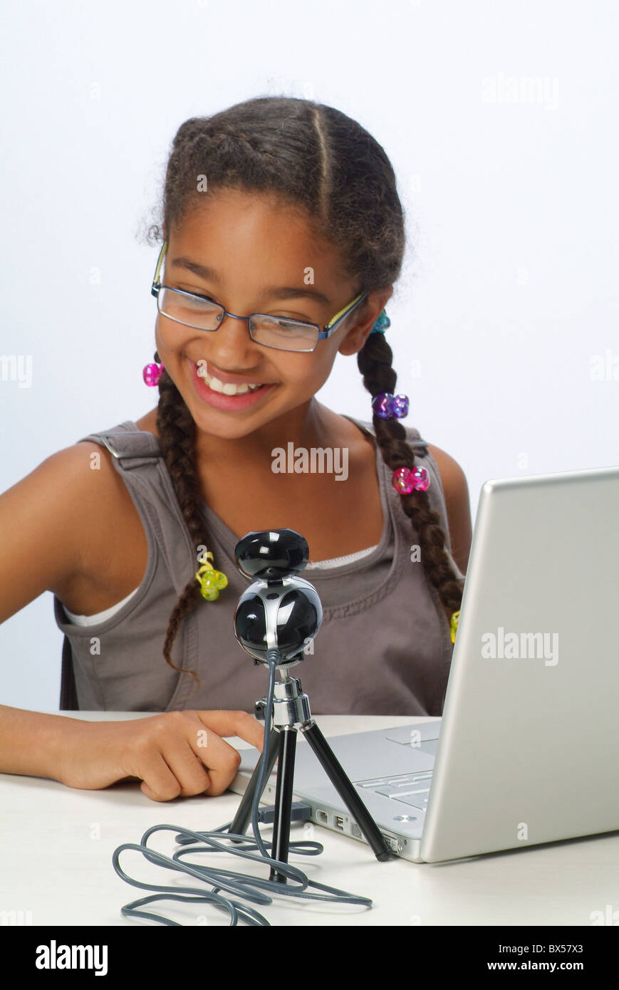 Portrait of a girl with a laptop Stock Photo - Alamy