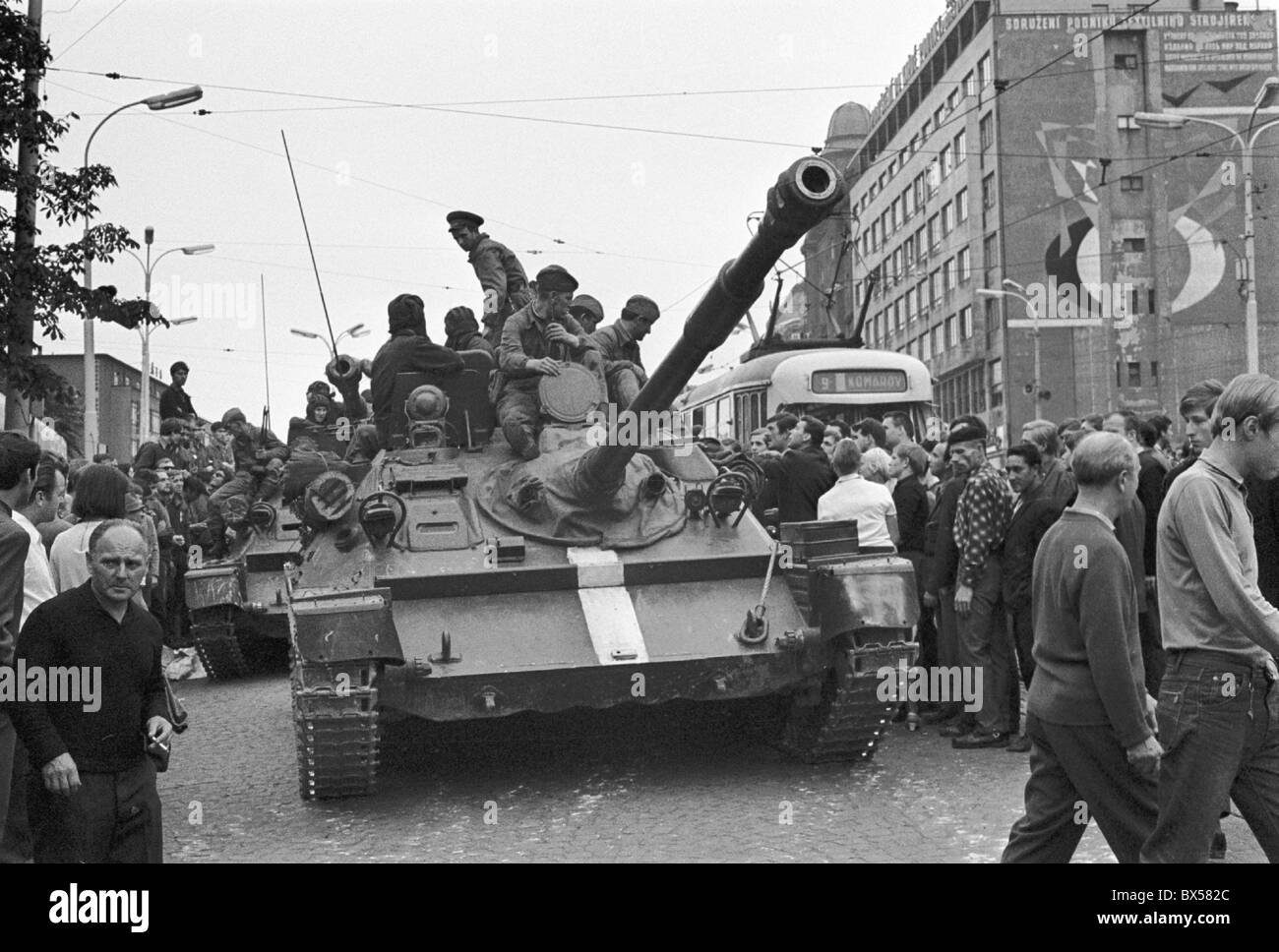 tank, protest, Brno Stock Photo