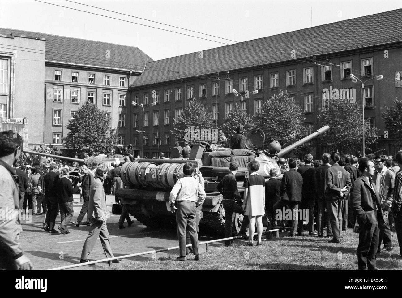 tank, protest, Ostrava Stock Photo